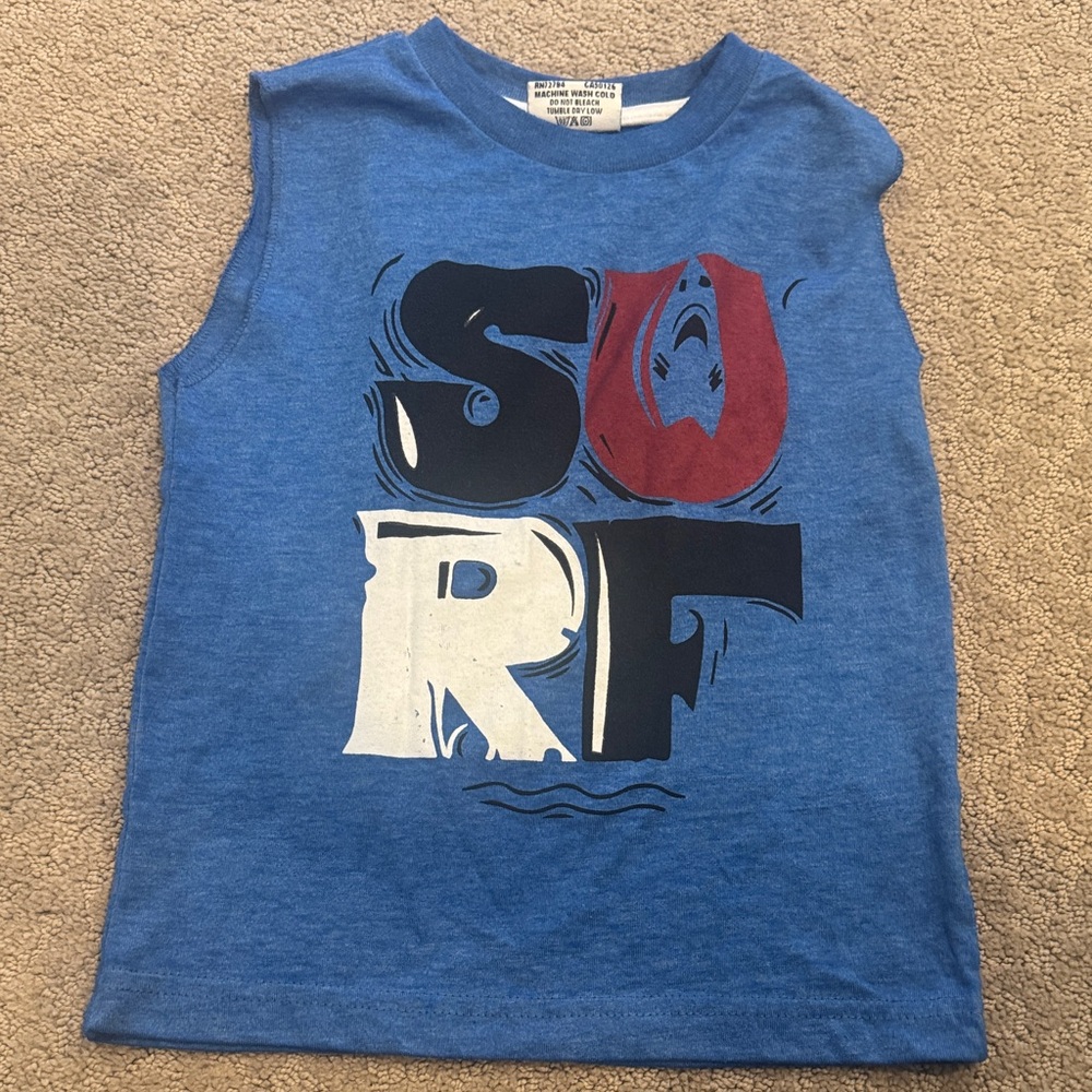 Kids 2T Blue Surf Graphic Tank Top